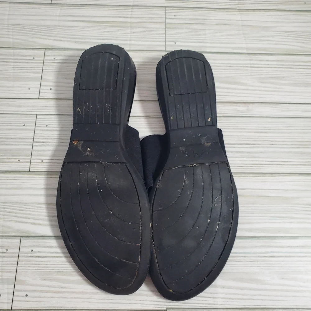 Anne Klien Sport Womans Strapped Stretch Slide‎ on Black Sandals Size 10